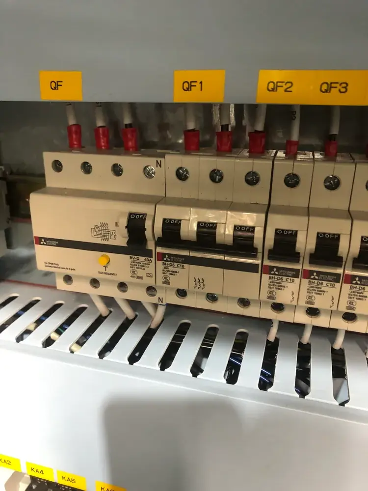 Electrical Cabinet — Mitsubishi Breakers with Clear Labeling
