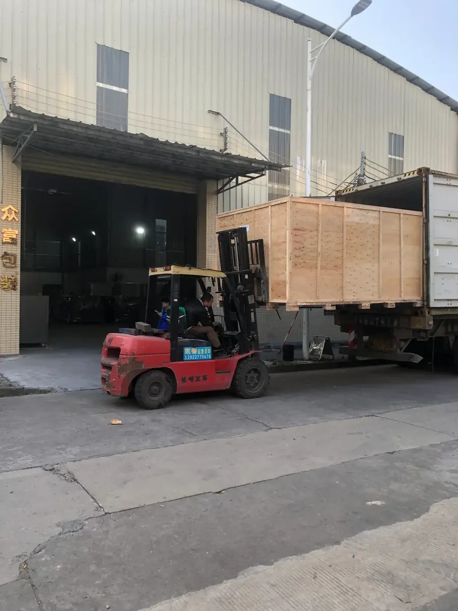 Forklift Loading Machine into Container — Direct Export