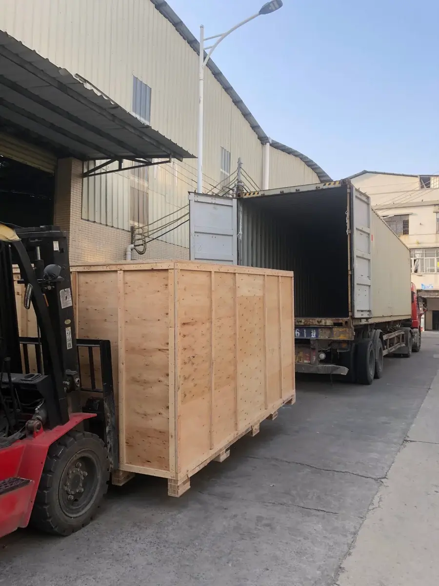 Loading Wooden Crate into Shipping Container — Export Ready